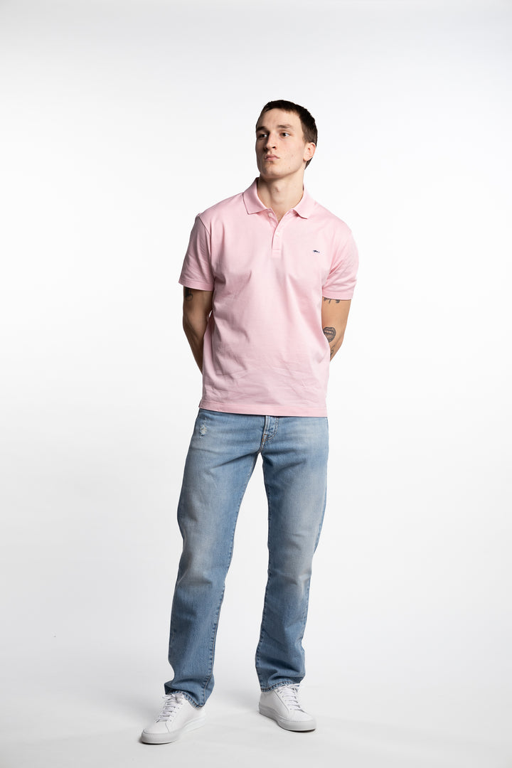 Shark Badge Double Piqué Cotton Polo Light Pink