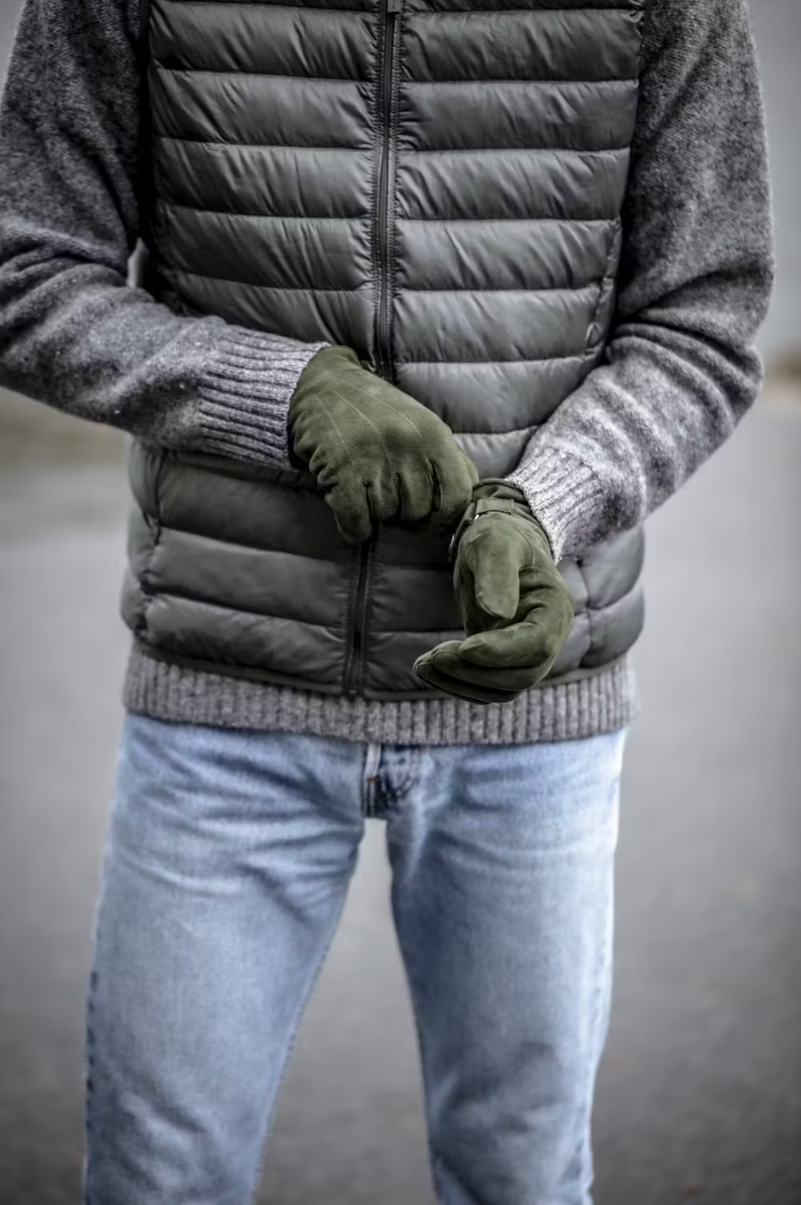 Robert Suede Leather Gloves Green