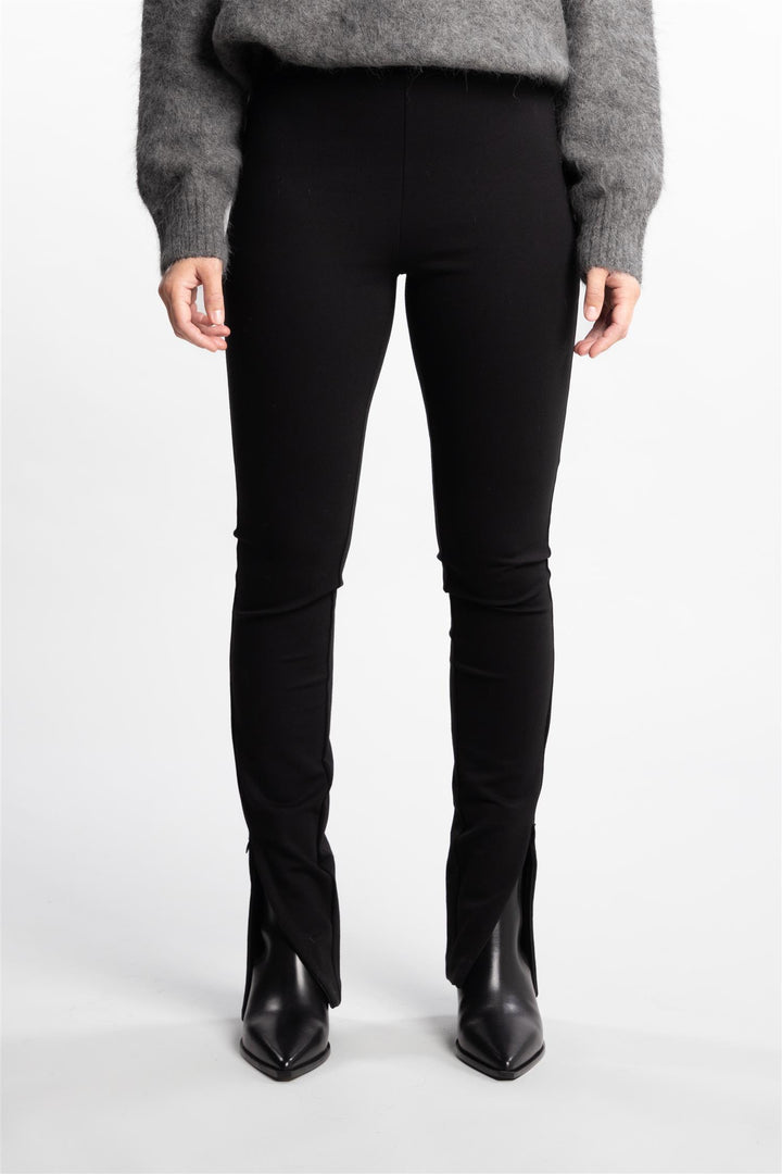 Stretch Zip Leggings- Black