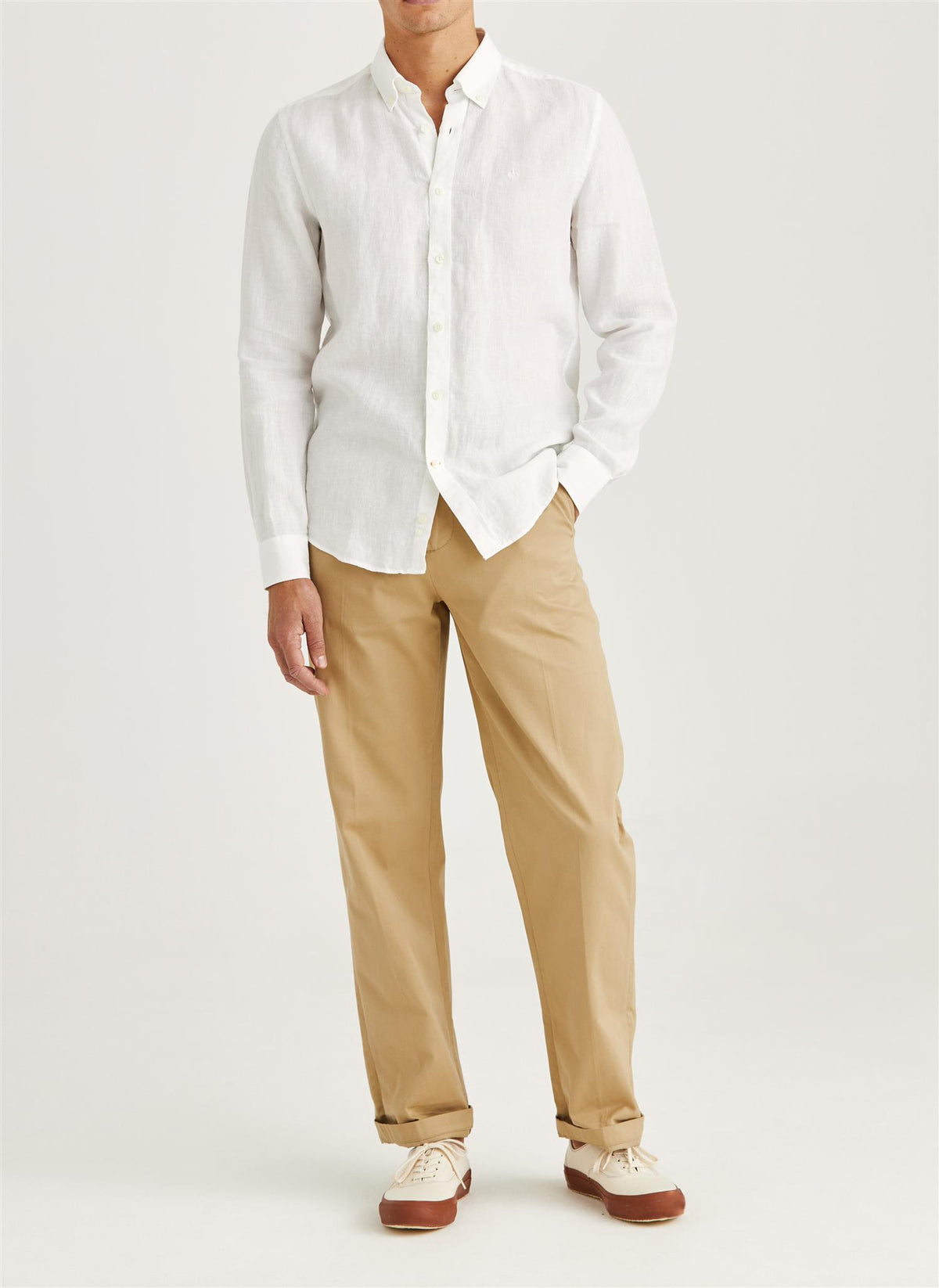 Douglas Classic Fit Linen Shirt White