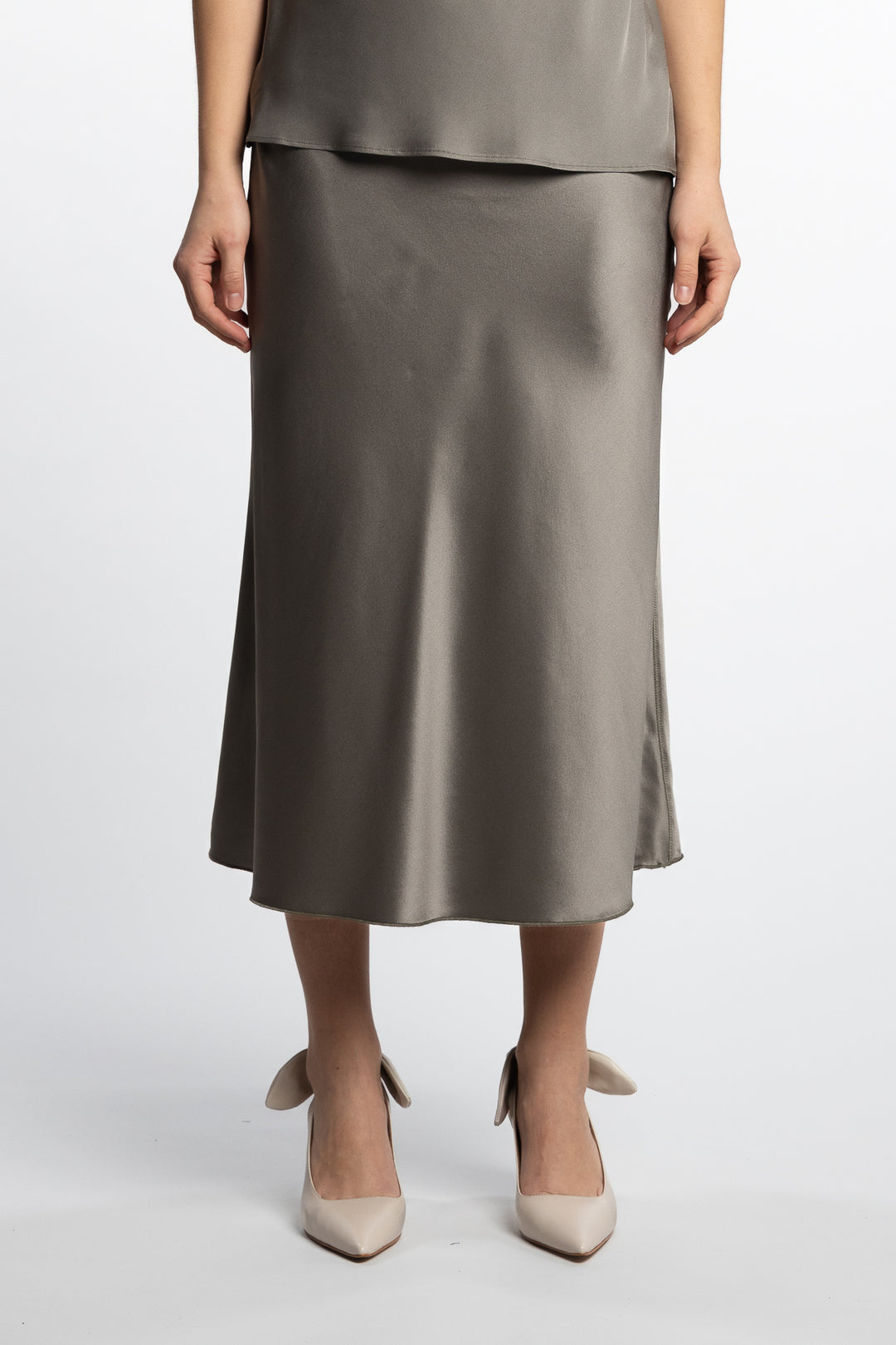 Hana Satin Skirt- Light military