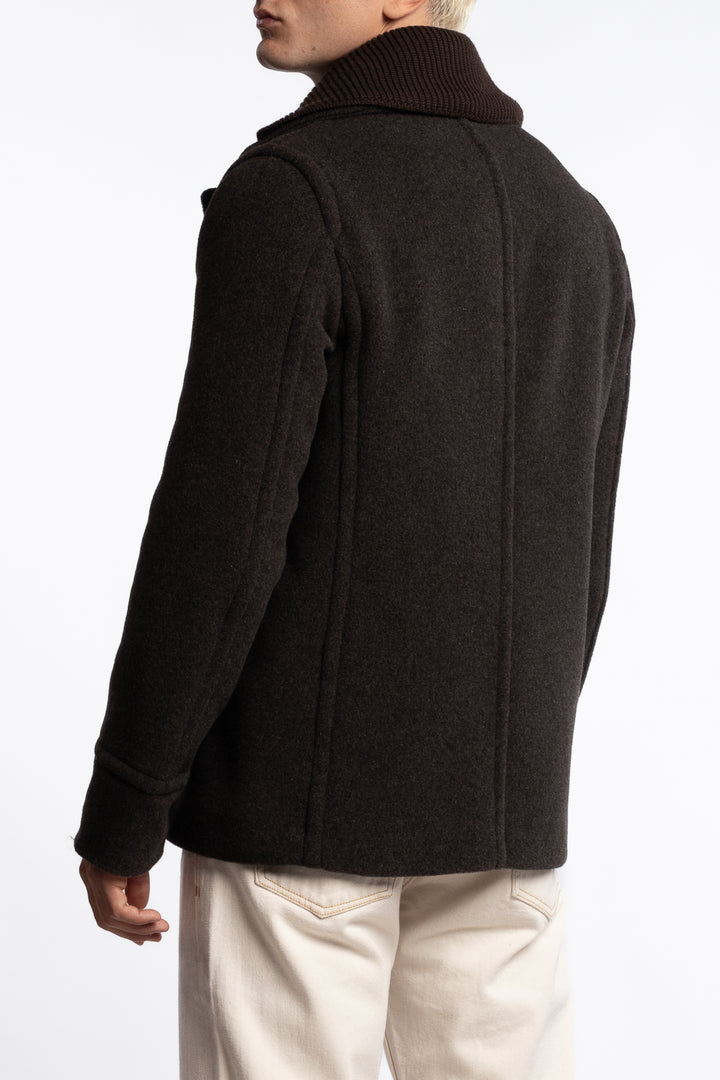 Wool Peacoat Brown Melange