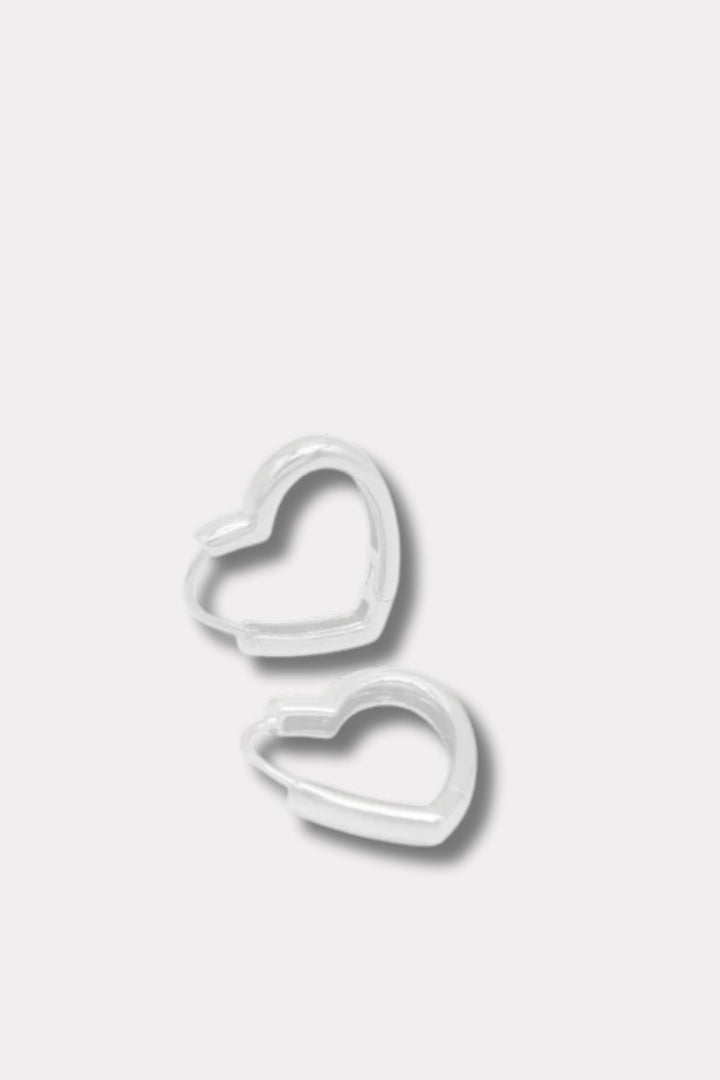 Simple Heart Earrings - Silver