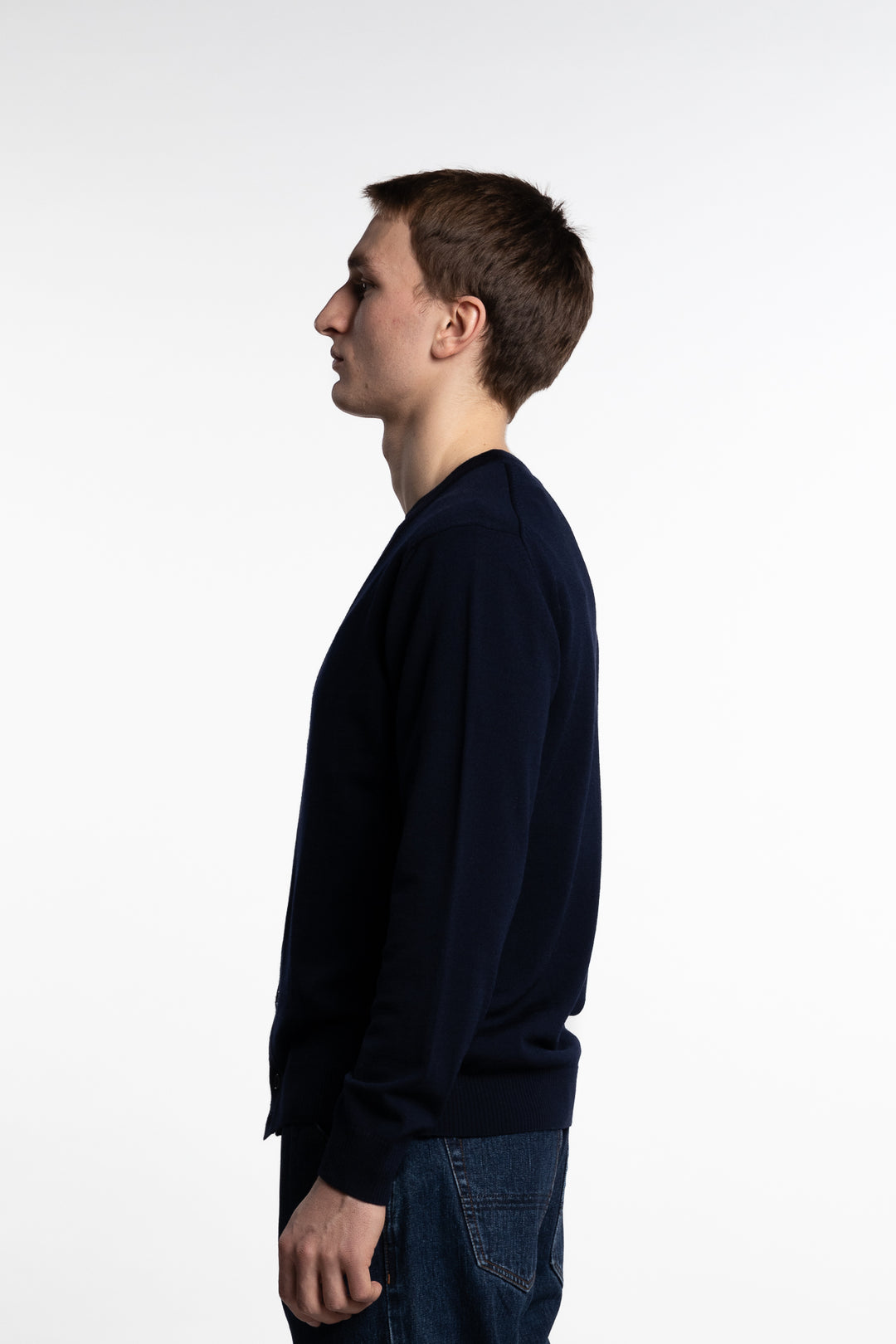 Merino Wool Cardigan Navy