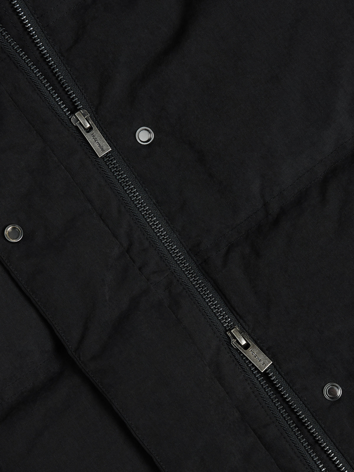 Steilia Brushed Down Jkt - Black, detaljbilde glidelås