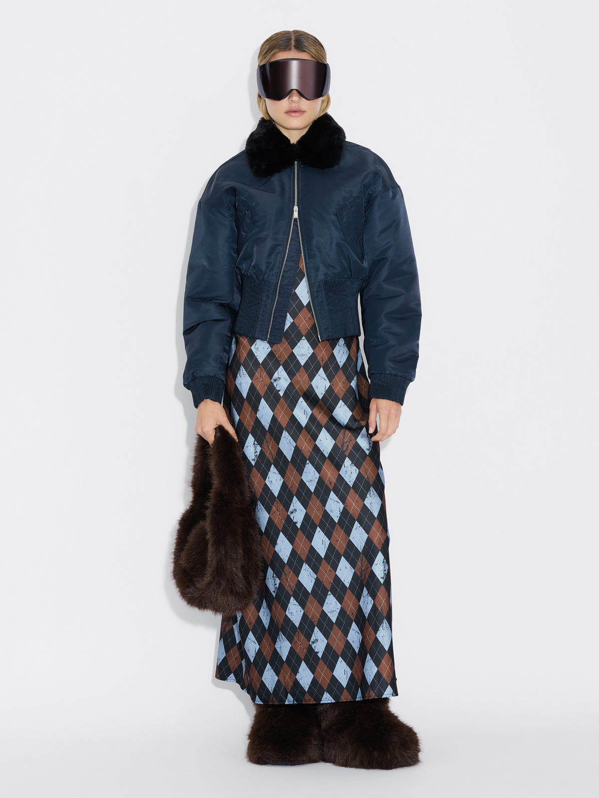 Reiko Furry Small Bag Dk. Brown