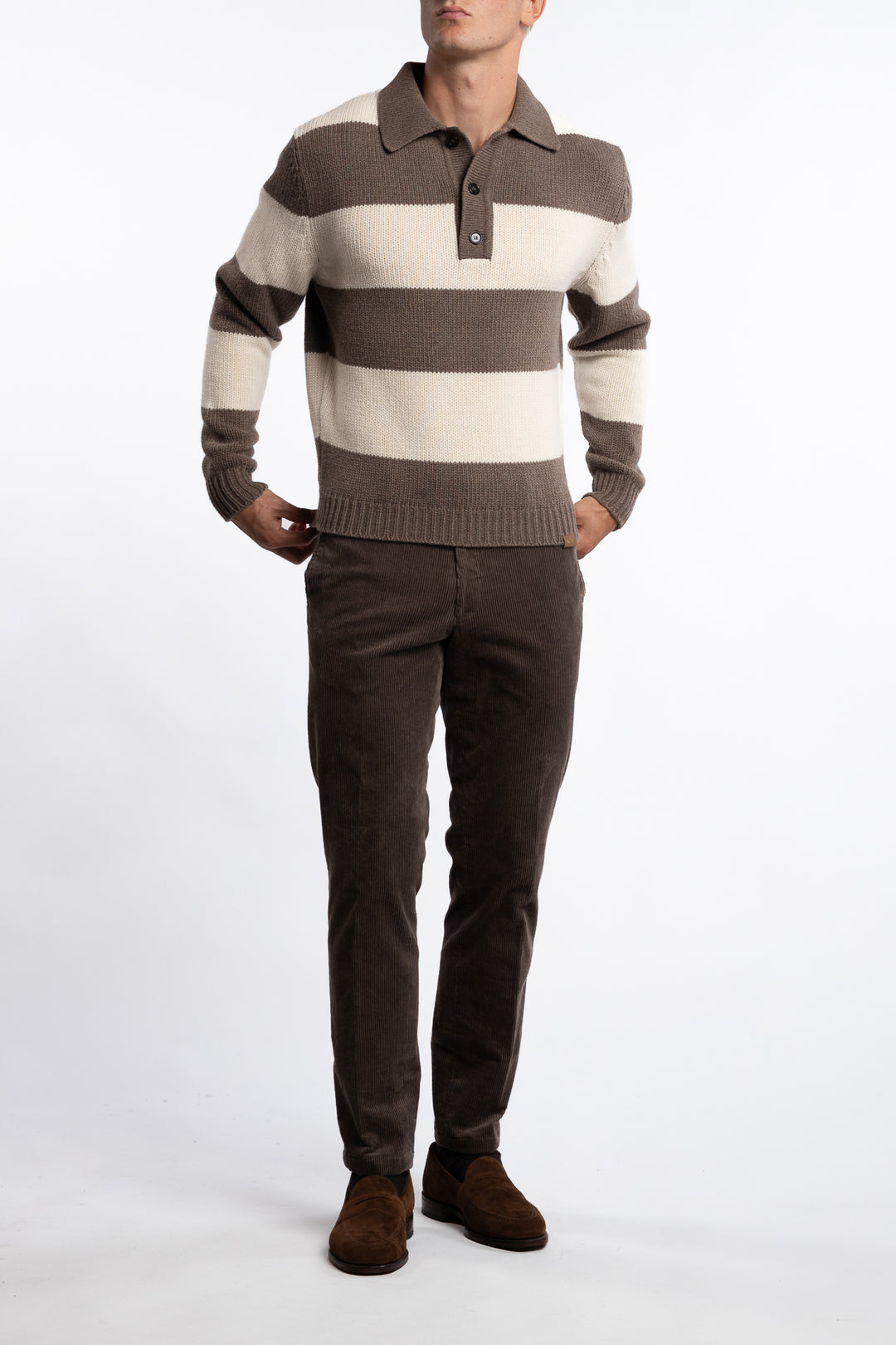 Shark Tag Re-Wool Polo Brown/Off-White