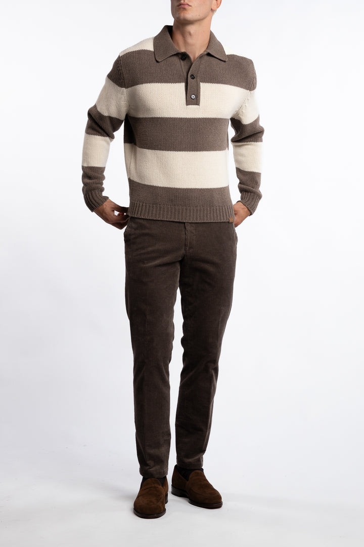 Shark Tag Re-Wool Polo Brown/Off-White