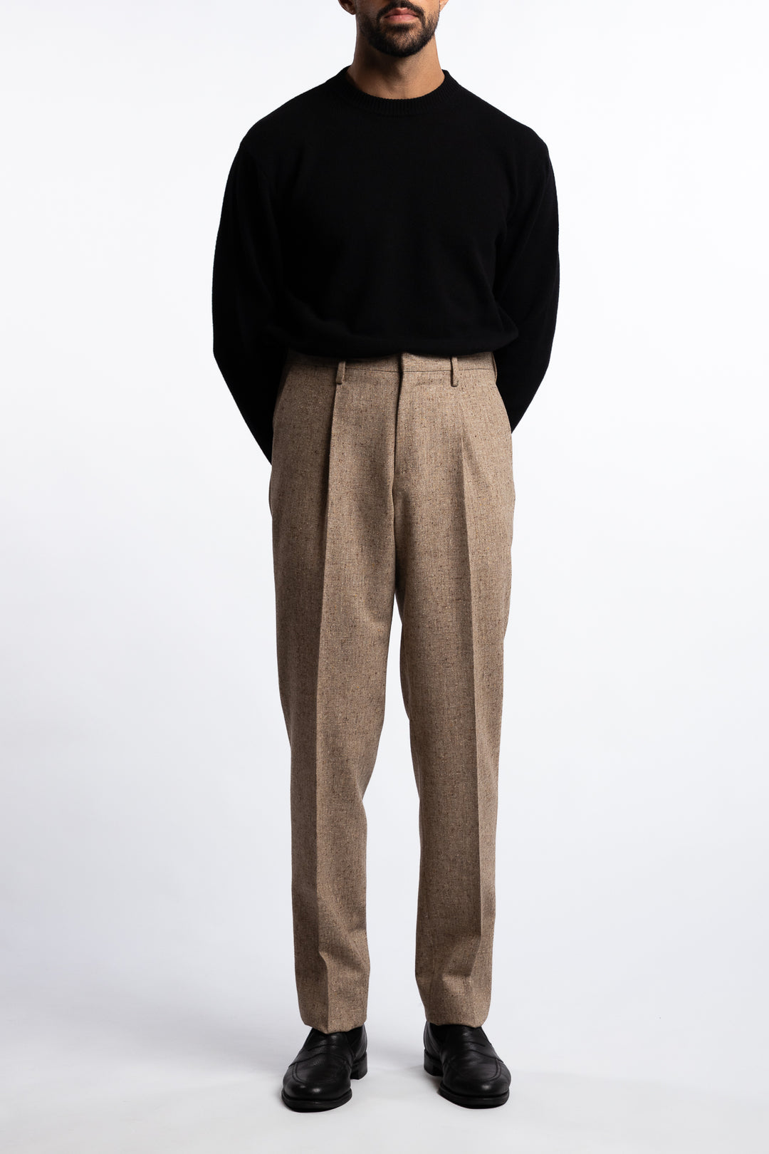 Wool Regular Fit Trousers Beige