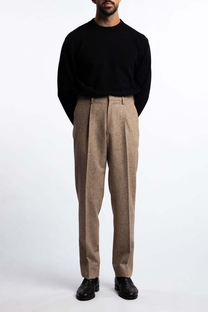 Wool Regular Fit Trousers Beige