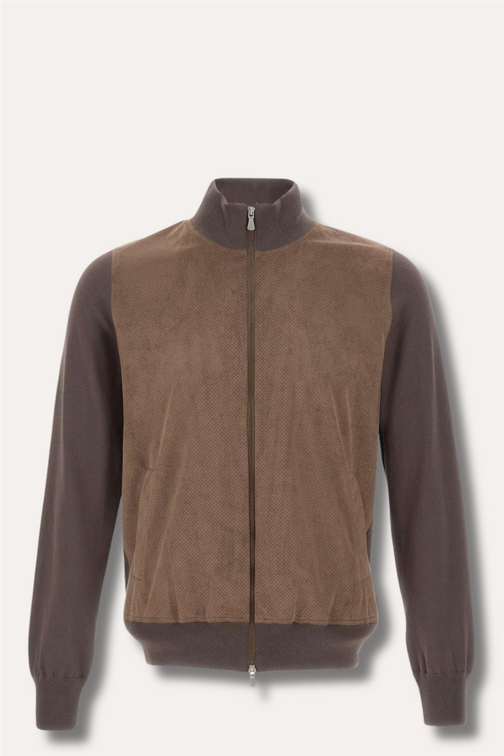 Organic Cotton and Alcantara Jacket Brown
