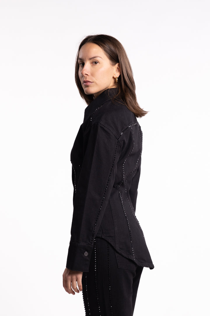 Eloise Embellished Shirt - Black