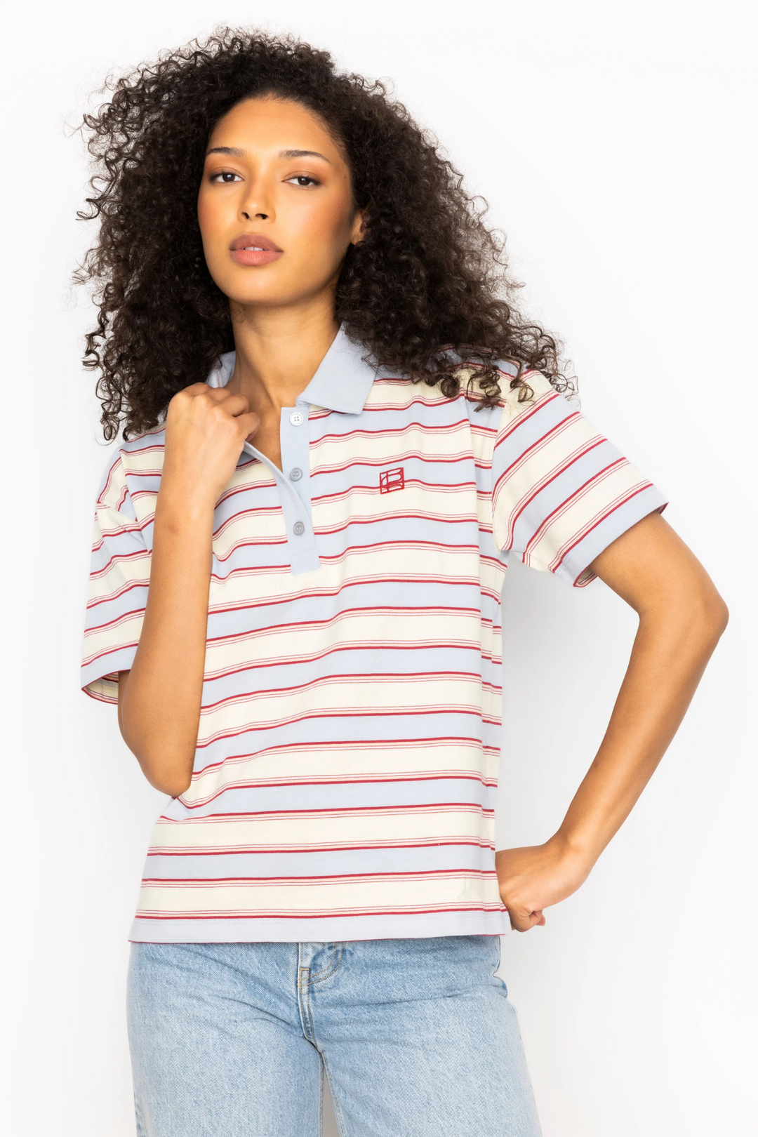 Evelyn Polo Tee - Ocean Stripe
