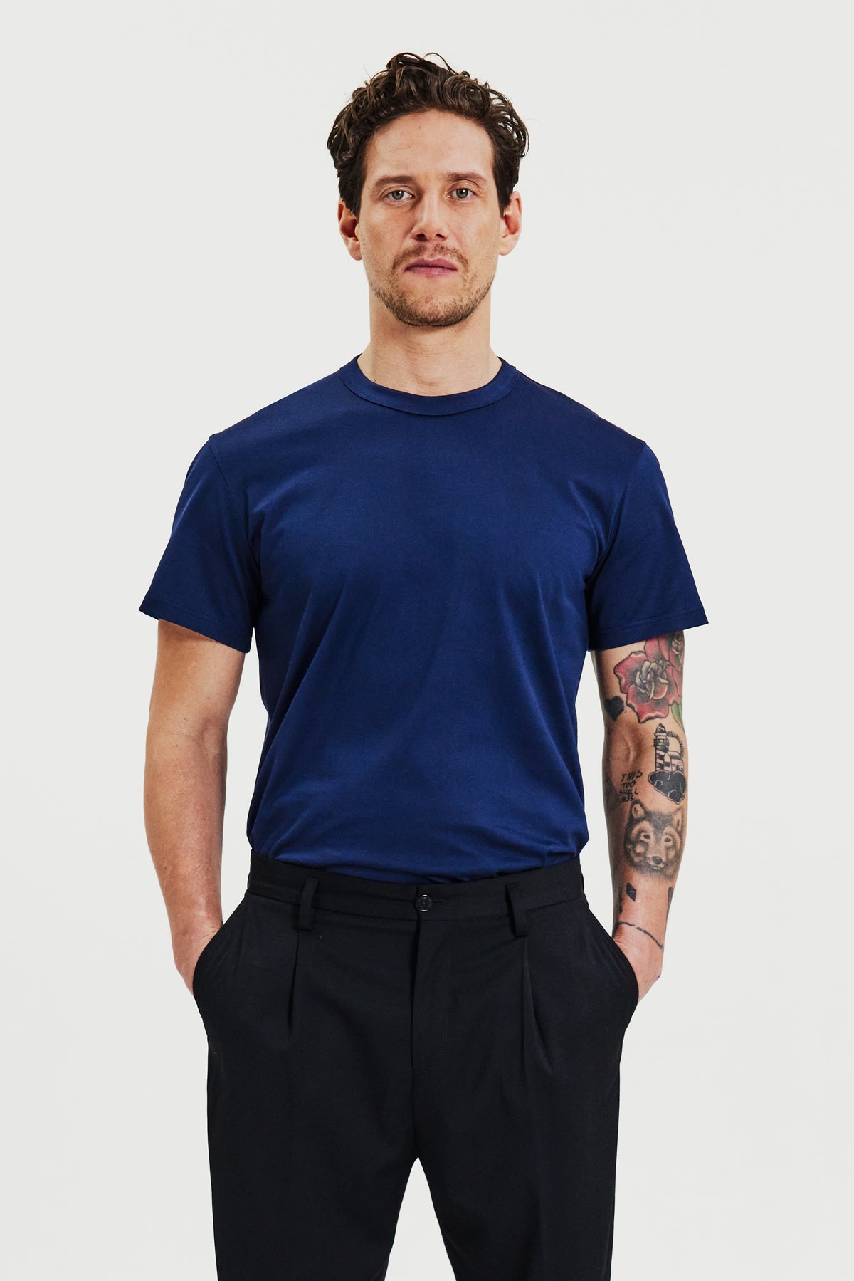 Pima Cotton Crew Neck T-Shirt Navy Blue