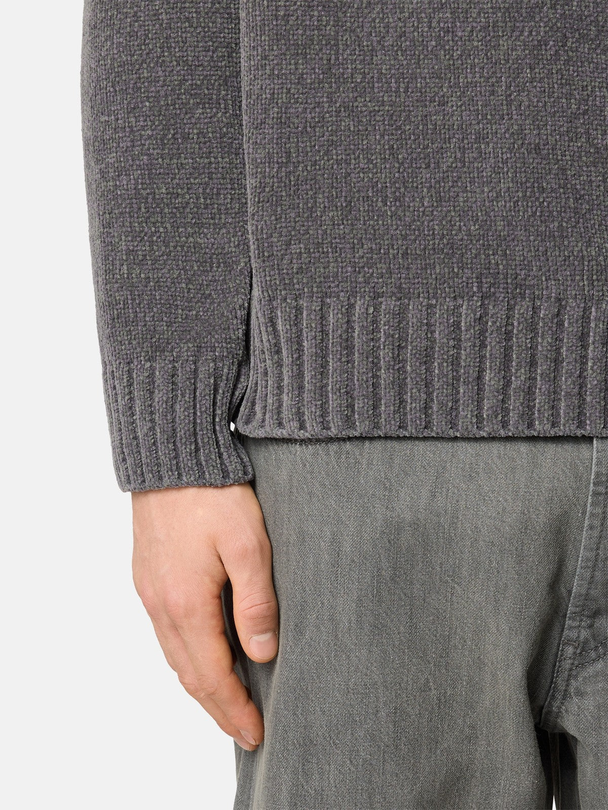 5100013 Chenille Jumper Grey - detalj hals