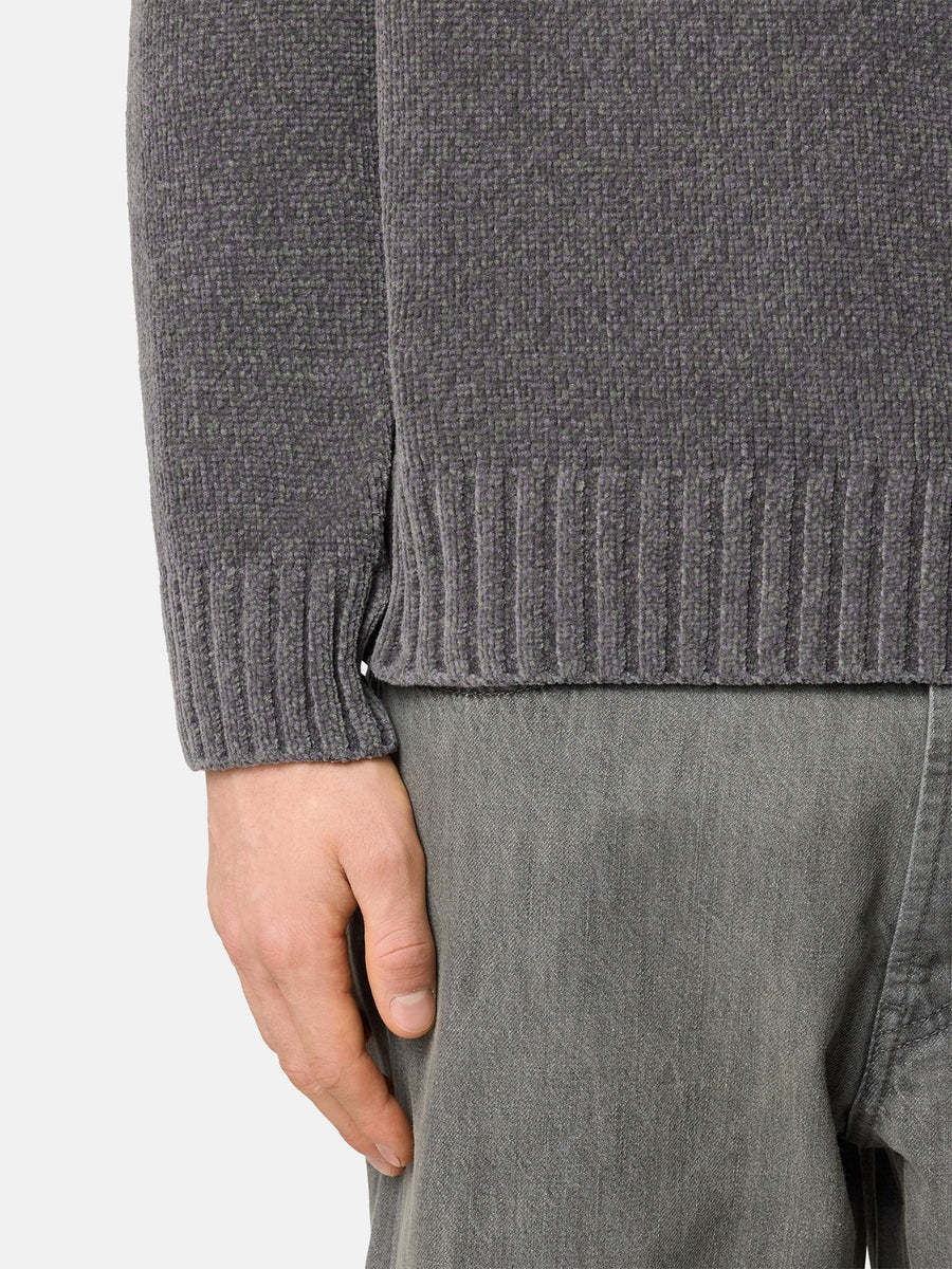 5100013 Chenille Jumper Grey - detalj hals