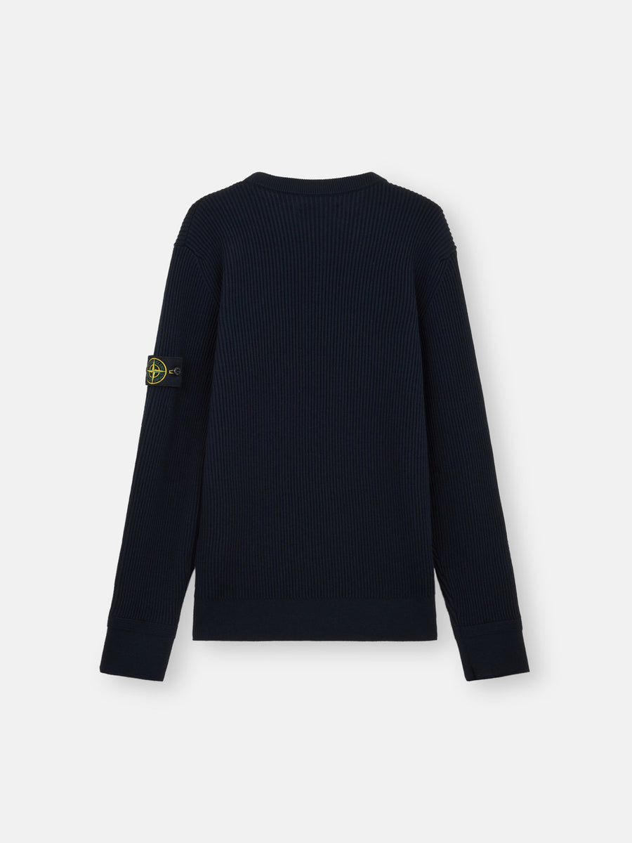 Navy Wool Roundneck Sweater - modellbilde
