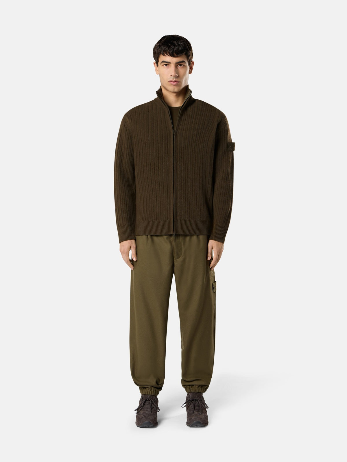 55100054 Ghost Loose-fit zip-up Jumper Military Green - modellbilde