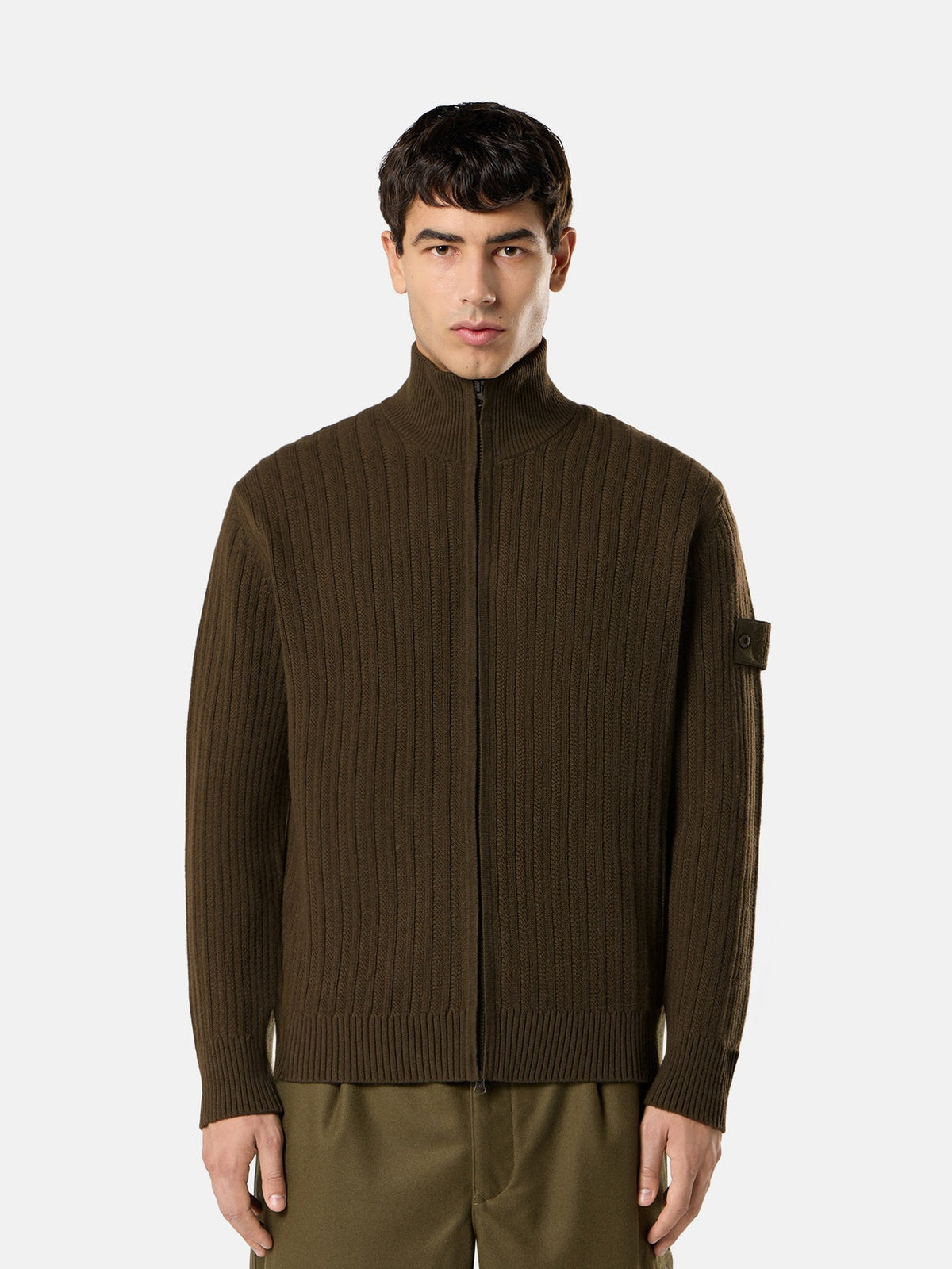 55100054 Ghost Loose-fit zip-up Jumper Military Green - modellbilde