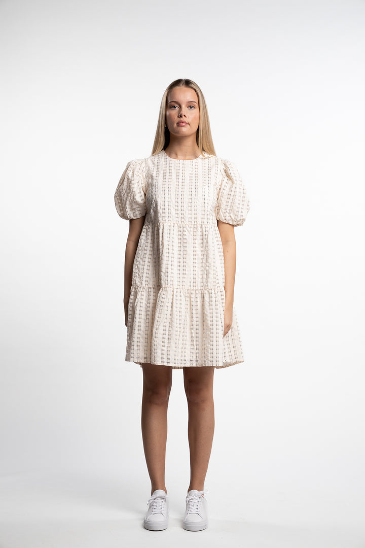 Santina Dress- Cream Check