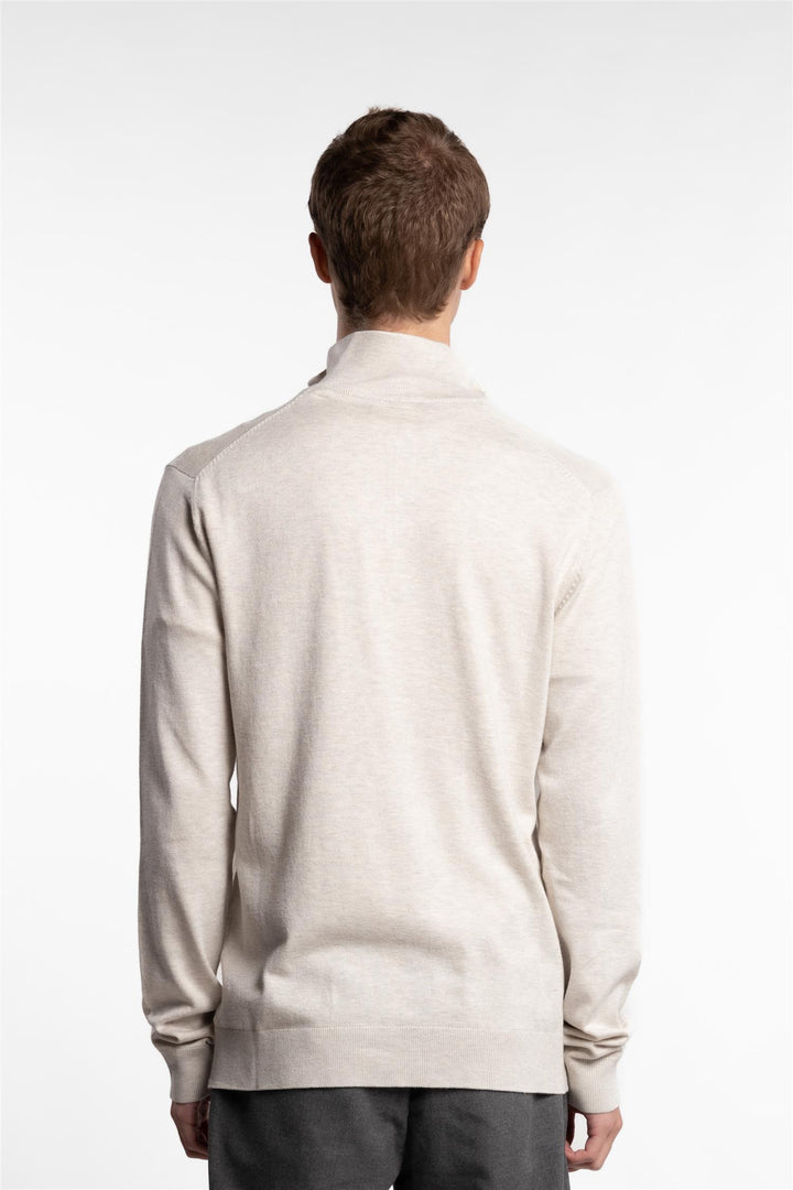 Half Zip Mélange Knit Off-White