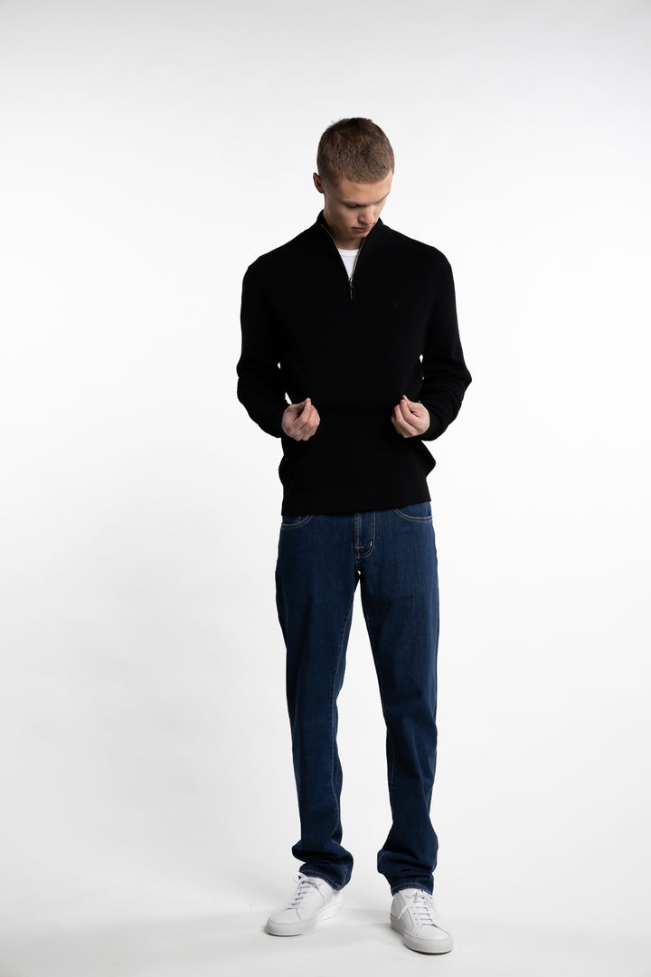 Oscar Half-Zip Knitted Jumper Black