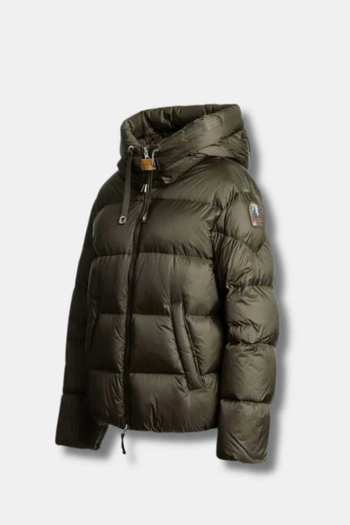 Tilly Hooded Down Jacket - Olive Grey
