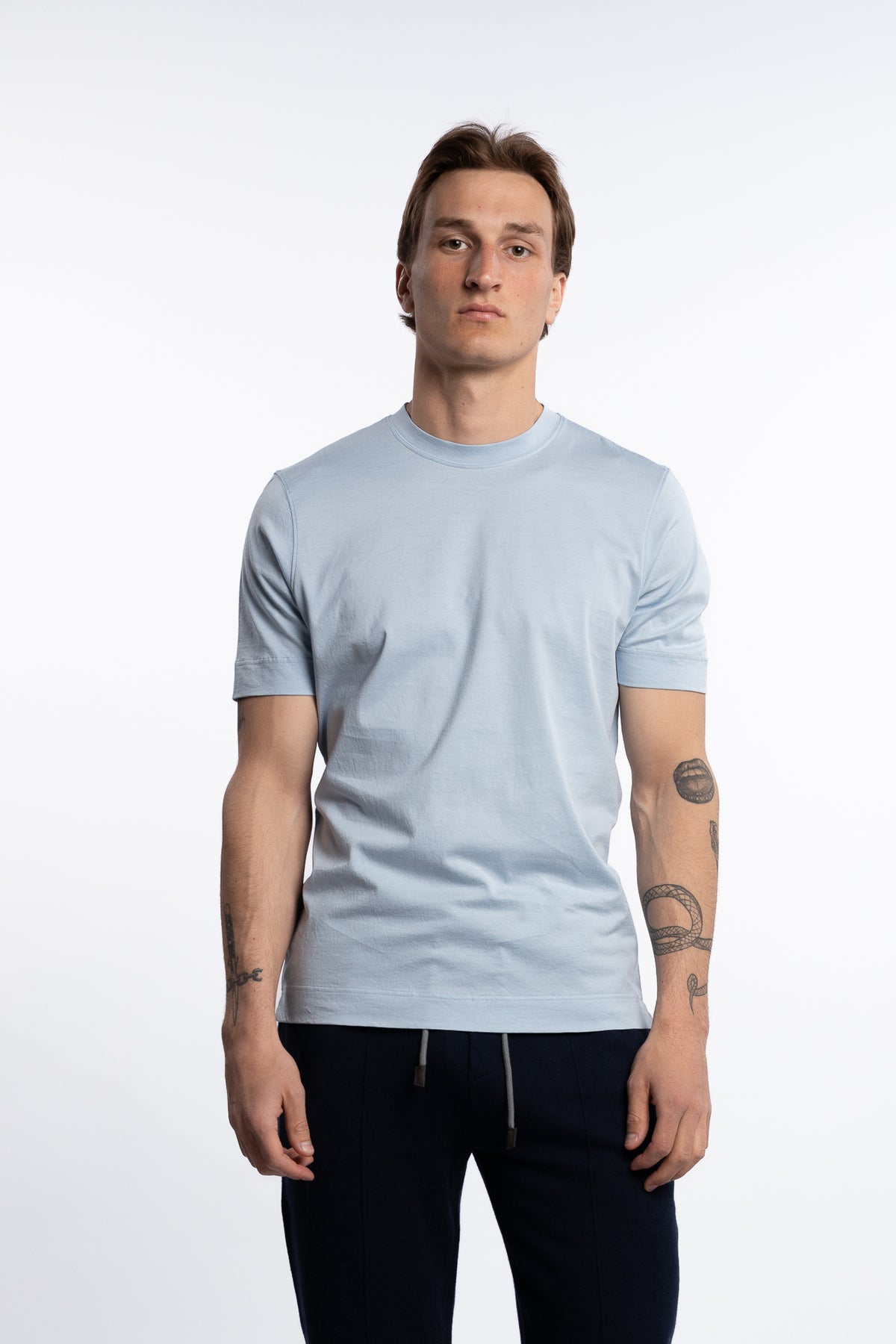 Filo Di Scozia Cotton T-Shirt Light Blue