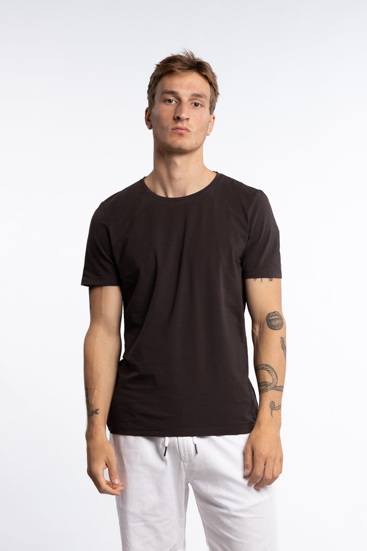 Kyran Cotton Stretch Slim Fit T-Shirt Brown Elk