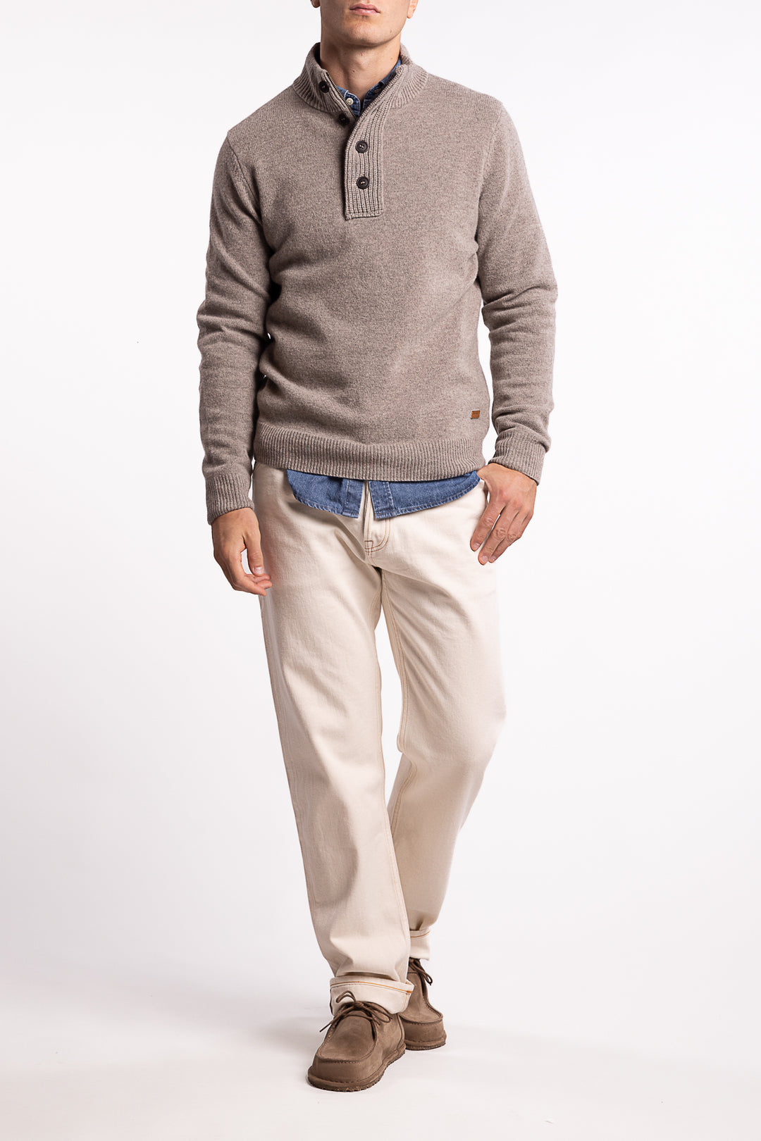 Essential Patch Half Zip Stone