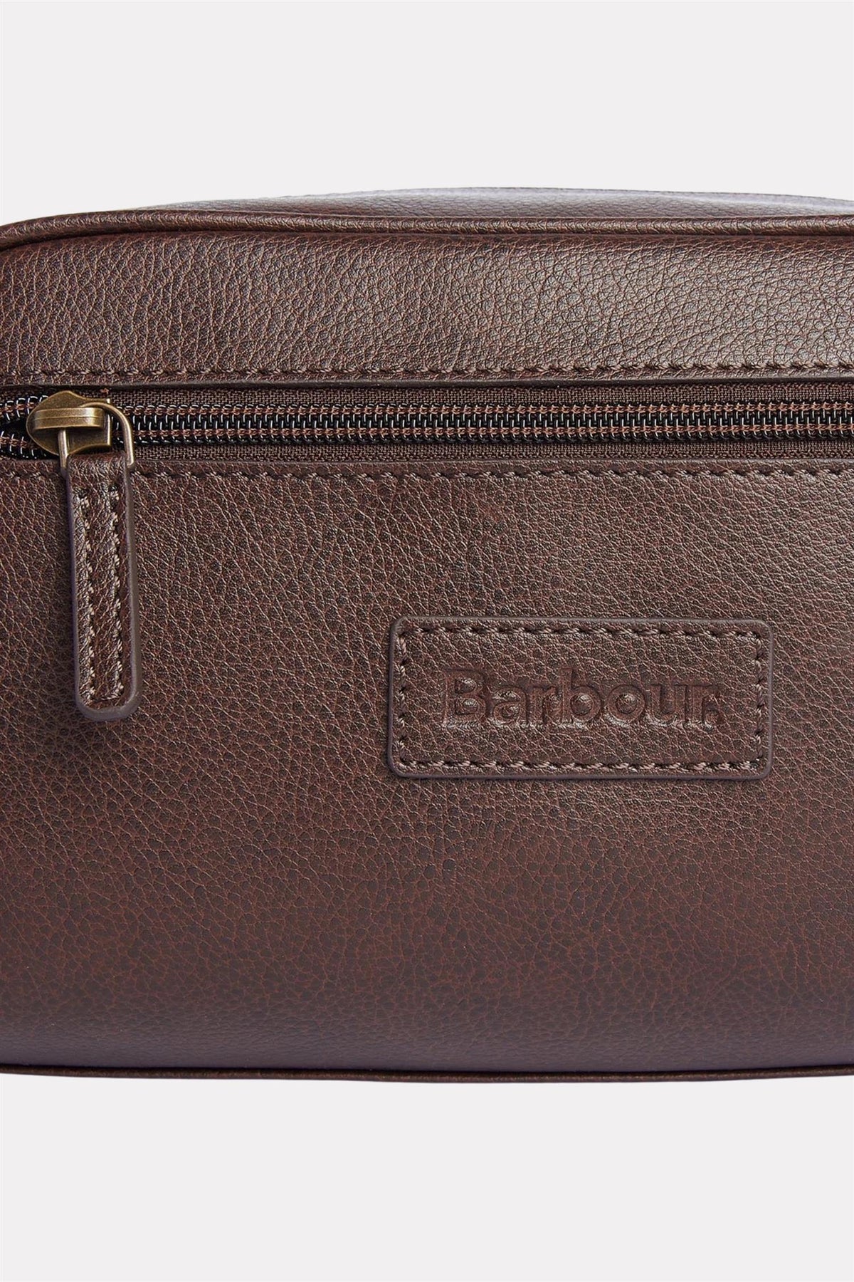 Leather Washbag Dark Brown