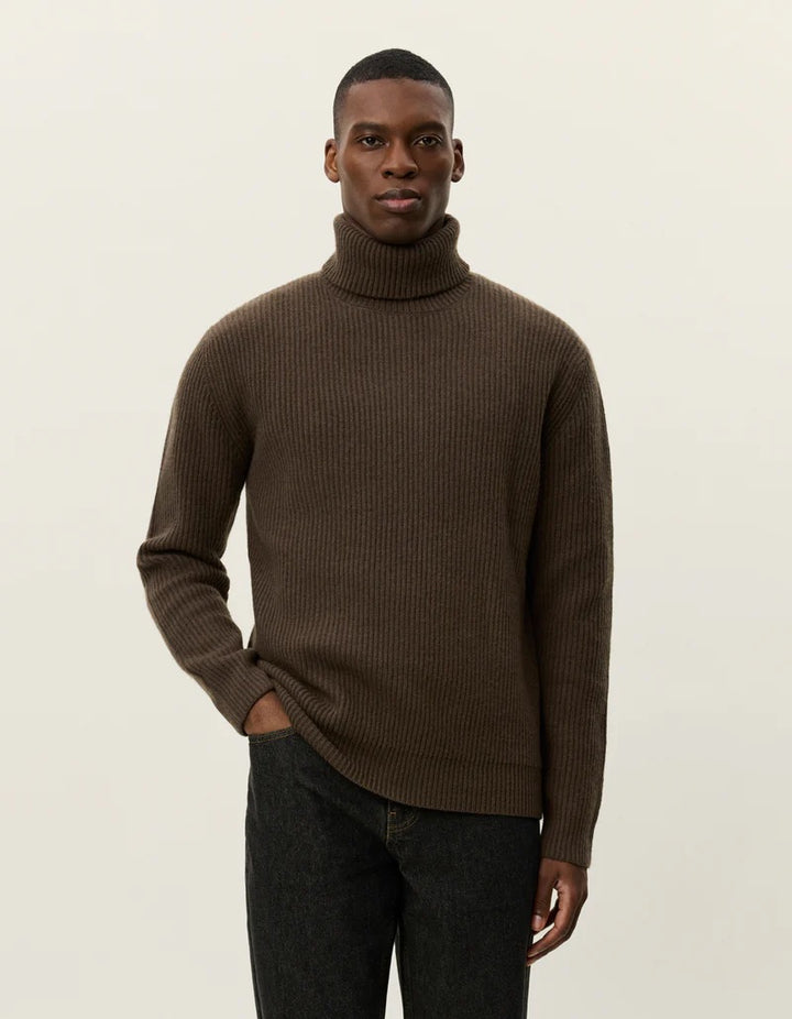 Eddie Wool Rib Rollneck Knit Teak Brown