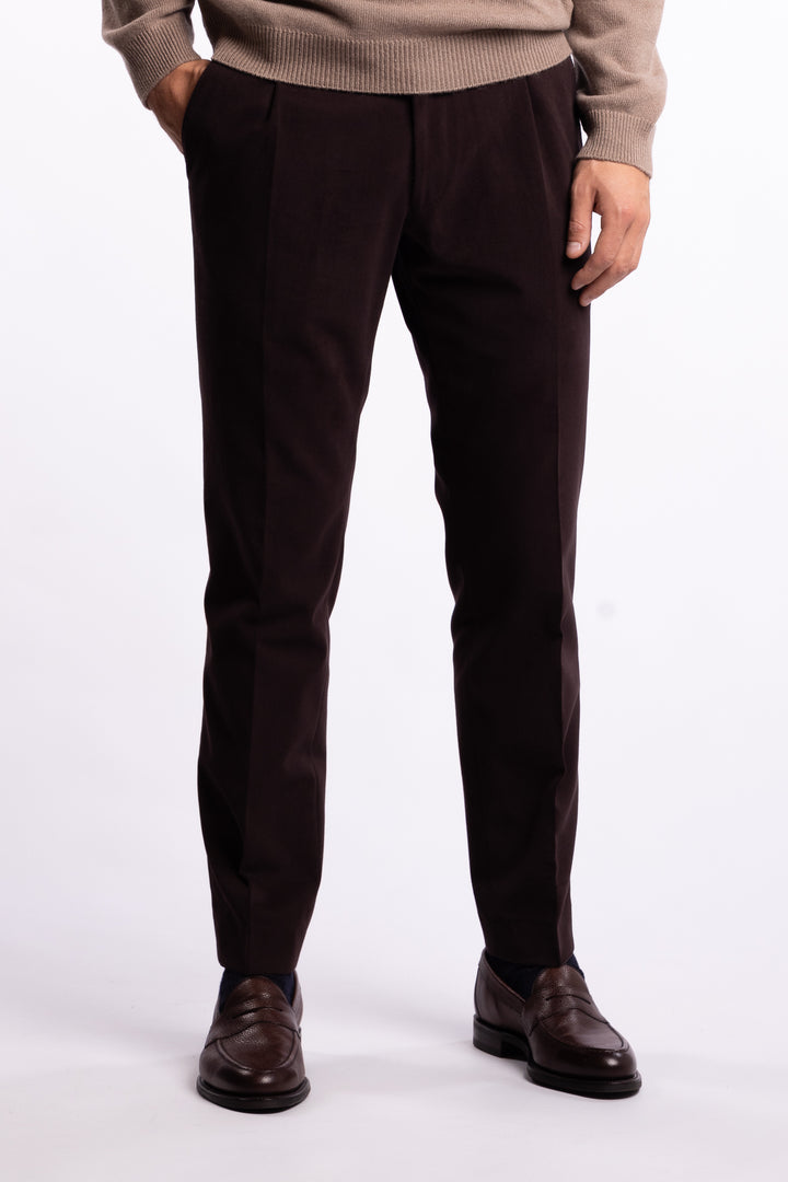 Parma Brushed Cotton Trousers Dark Brown