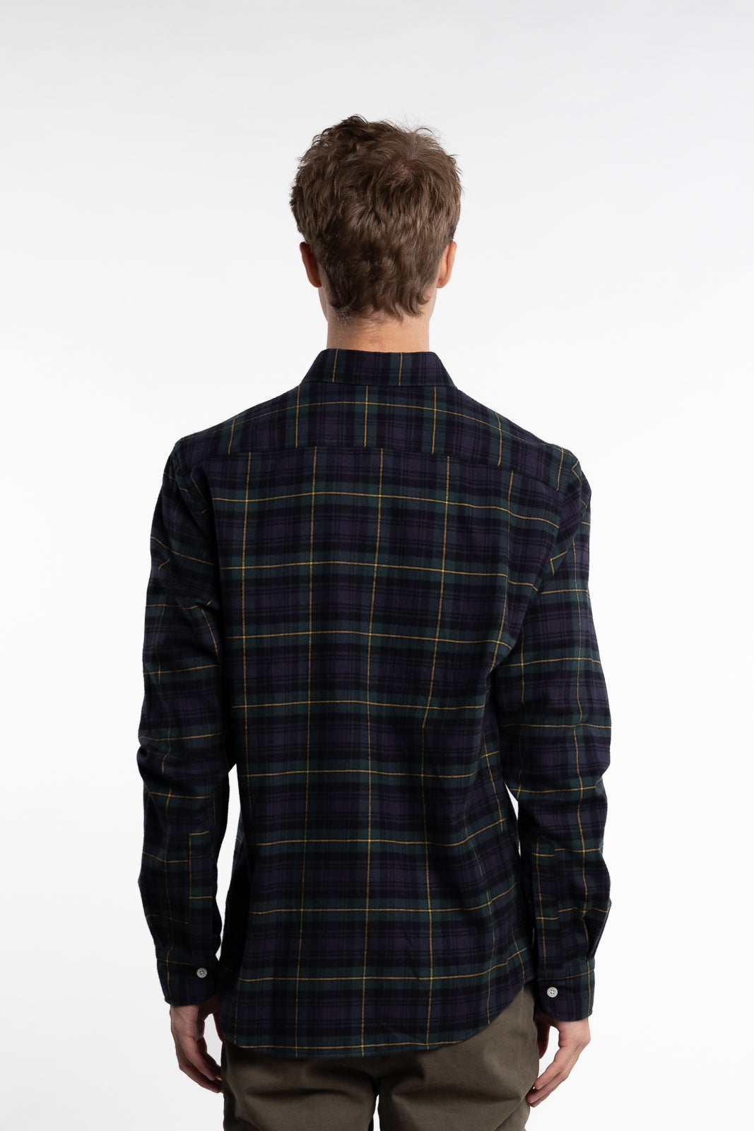 Flannel Tartan Slim Fit Shirt Navy