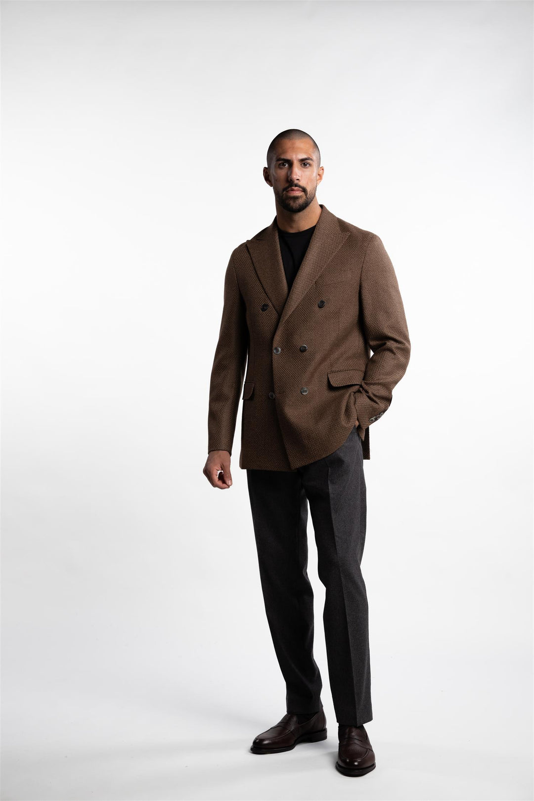 Farris Double Breasted Blazer Barque Brown