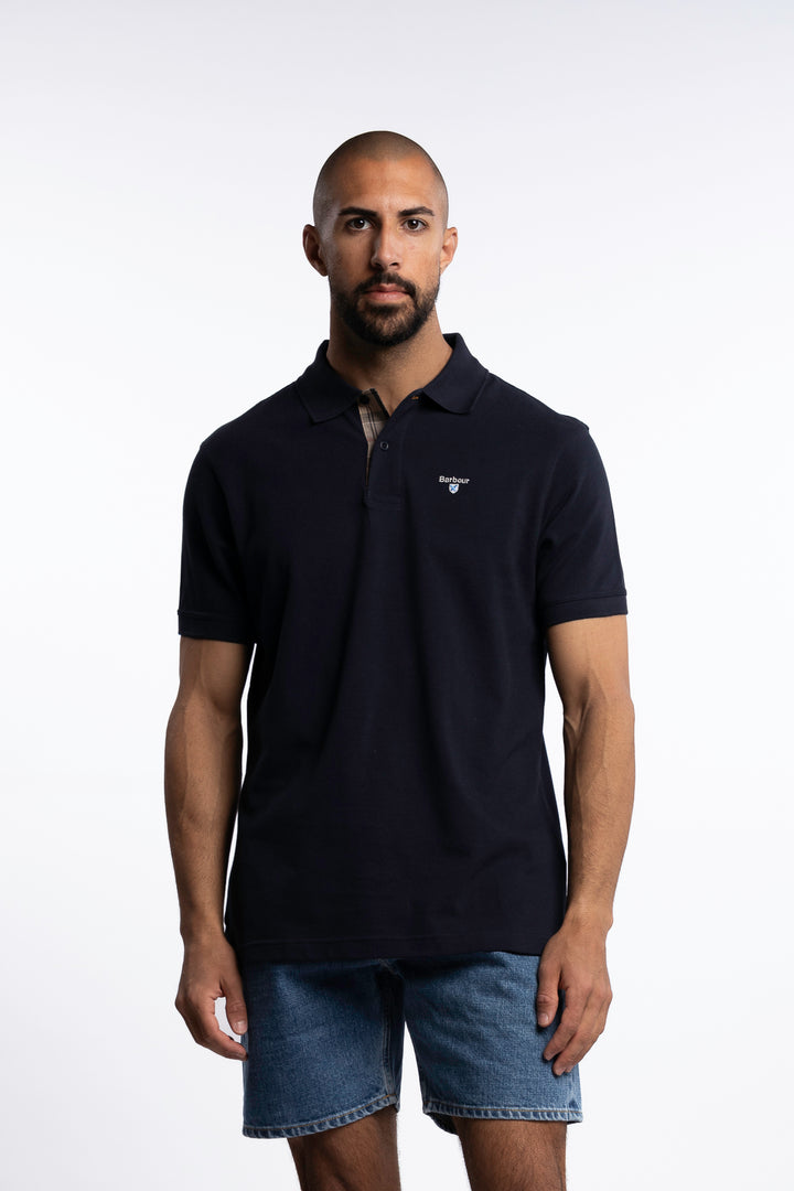 Tartan Pique Polo Shirt Navy