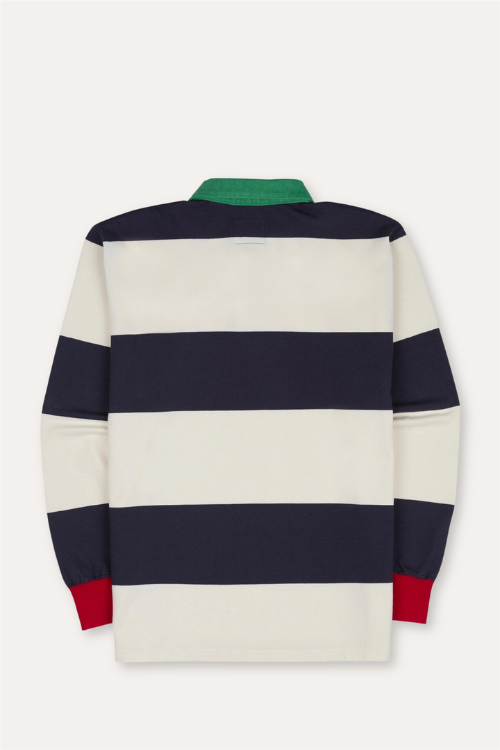 Dual Block Stripe Rugby White & Navy