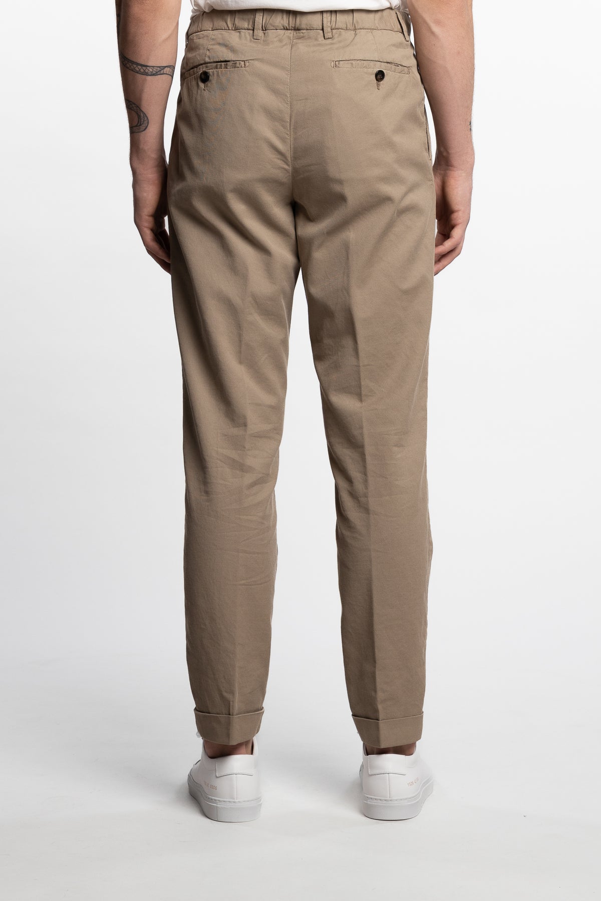 Capri Pleated Cotton/Linen Pant Light Brown