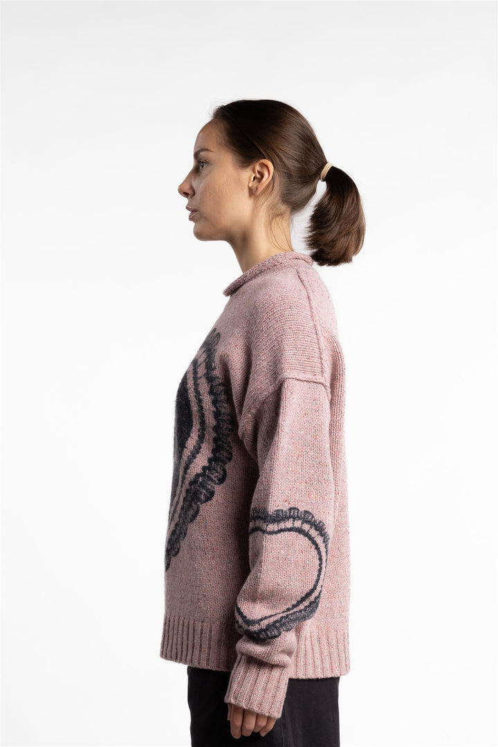 Printed Wool Blend Jumper- Faded Pink