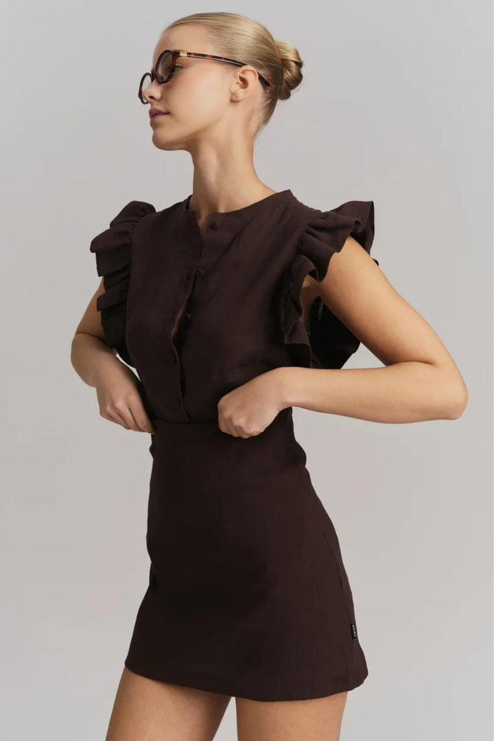 Pauline Linen Shirt Dark Brown