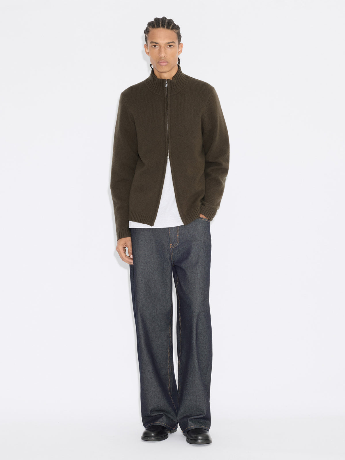 Andreas Zip-Up Cardigan Dk. Green