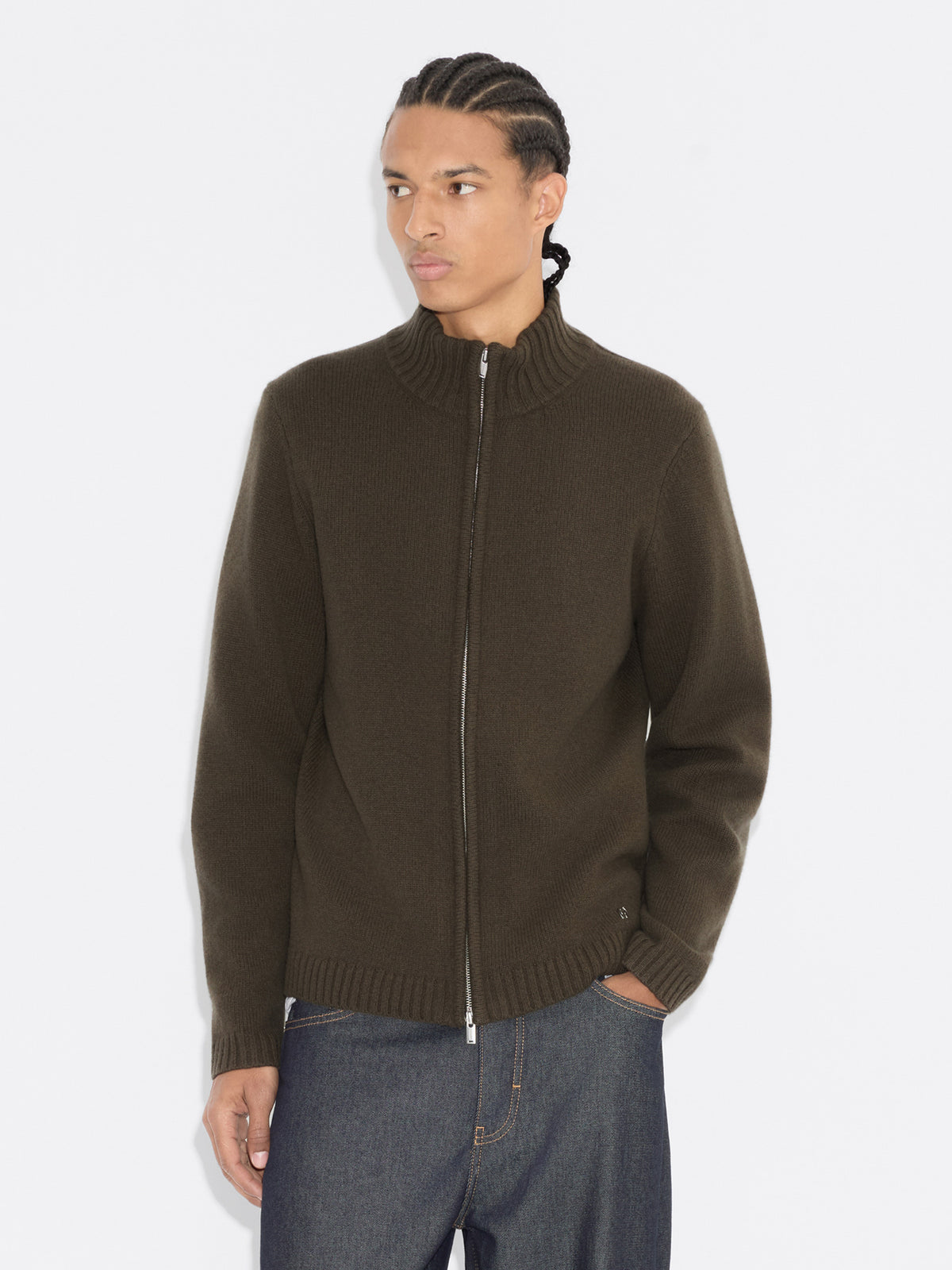 Andreas Zip-Up Cardigan Dk. Green