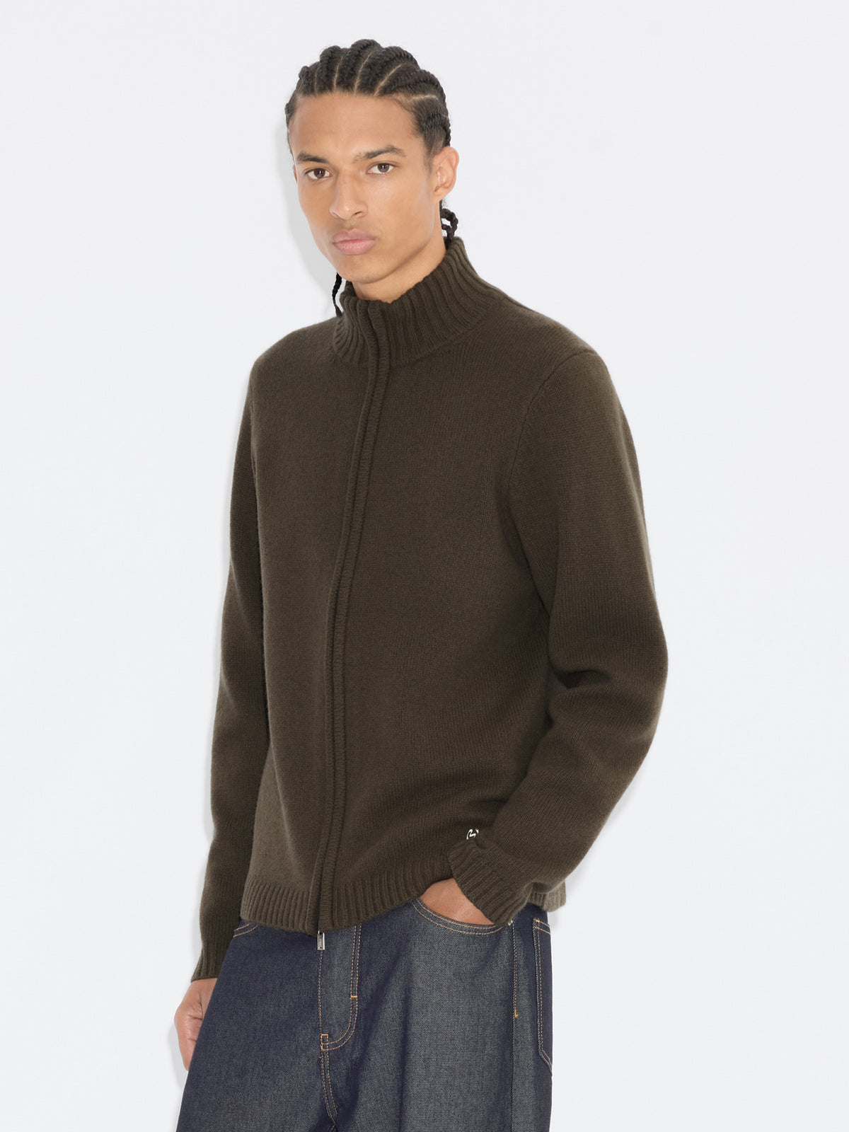 Andreas Zip-Up Cardigan Dk. Green