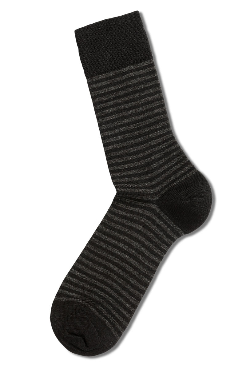 Fine Wool Small Stripes Black/Grey