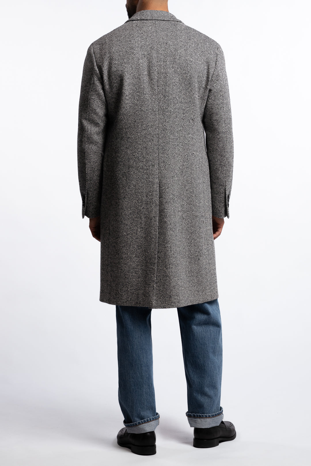 Wool Herringbone Coat Black/White