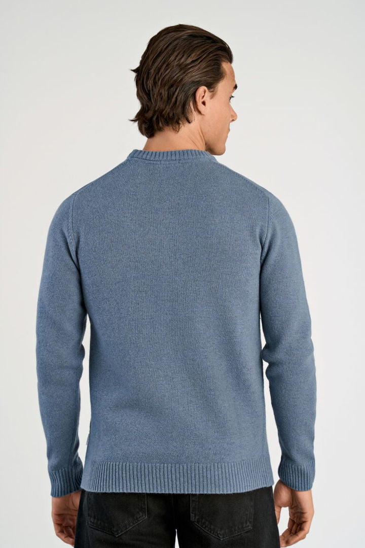 Lambswool O-Neck Knit Blue Ice Mel