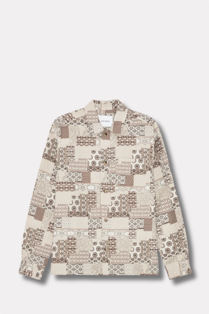 Layton Patchwork Jacquard Overshirt Light Sand