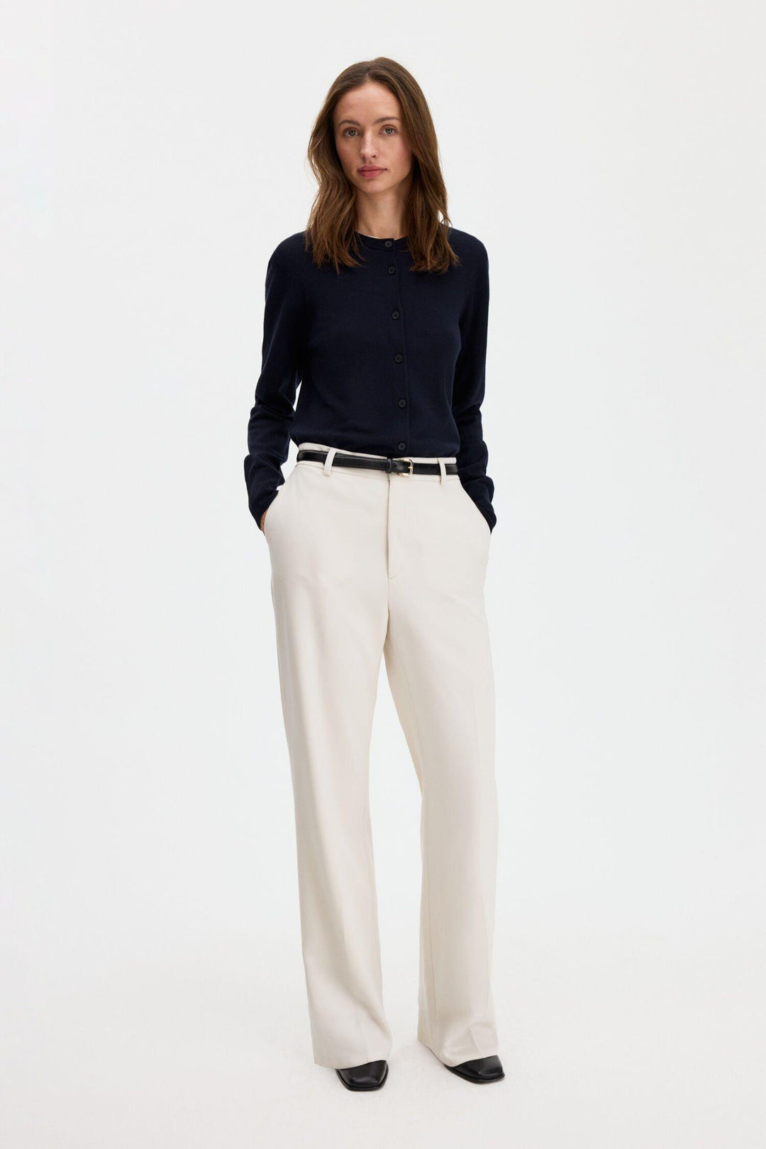 Merino Short Cardigan Dark Navy