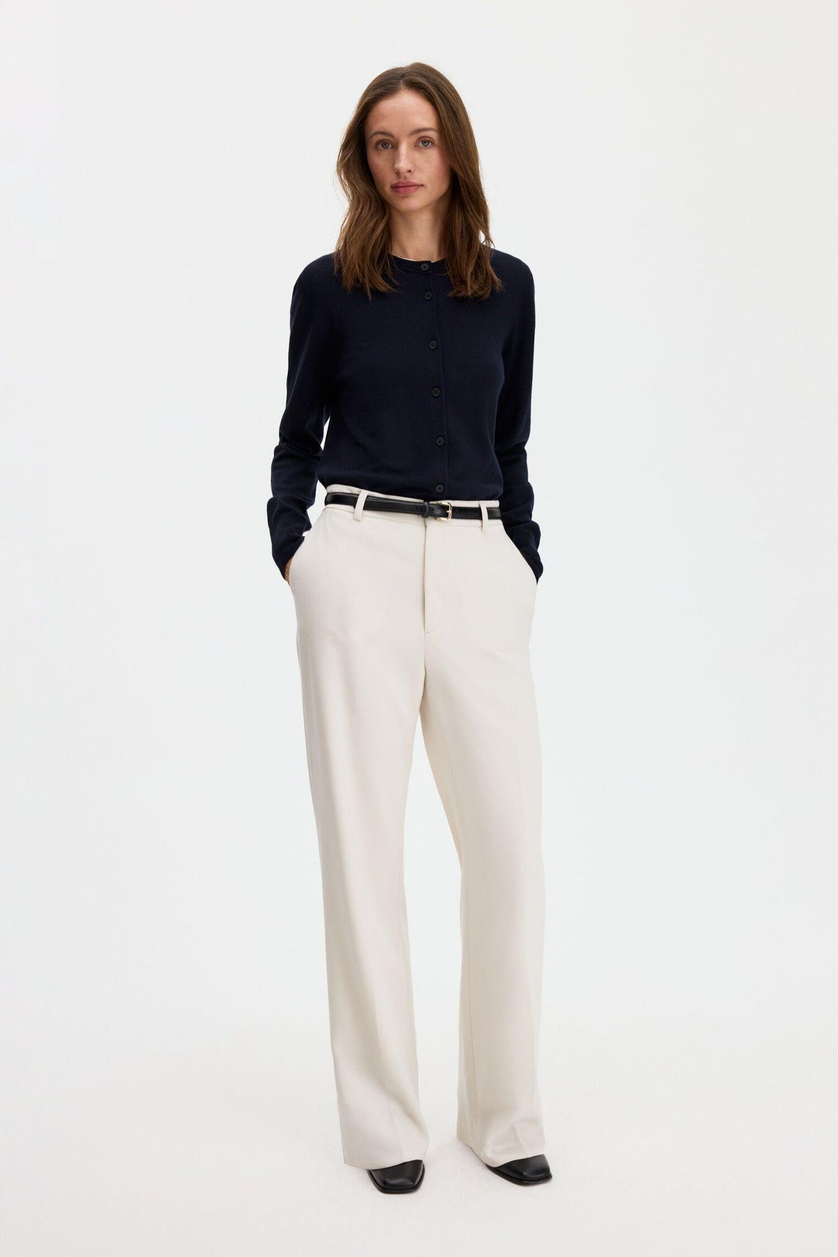 Merino Short Cardigan Dark Navy
