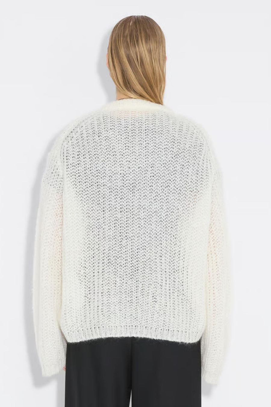 Boxy Mohair V Neck - Ecru